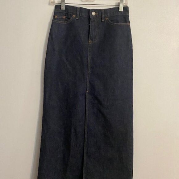 GAP Jeans Stretch 5 pocket High Center split denim skirt, size 0 - Picture 1 of 3